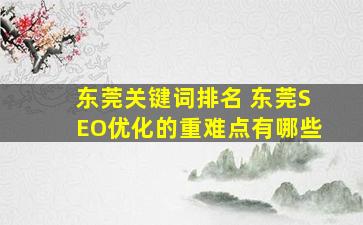 东莞关键词排名 东莞SEO优化的重难点有哪些